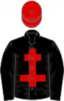 Black, red cross of lorraine, red cap