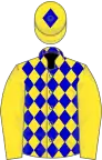 Yellow, blue diamonds on body and diamond on cap