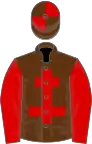 Brown, red cross of lorraine and sleeves, quartered cap
