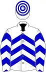 White, blue chevrons, hooped cap