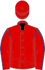 Red, Royal Blue seams on sleeves