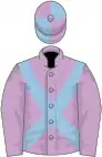 Lilac, light blue cross-belts, quartered cap
