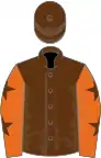 Brown, orange sleeves, brown stars