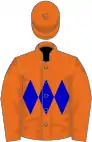 Orange, blue triple diamond, orange sleeves, orange cap