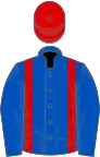 Royal blue, red braces and cap