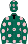 Dark green, pink spots