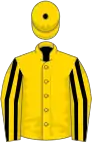 Gold, black stripes on sleeves, gold cap with black button