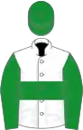 White, green hoop, sleeves and cap