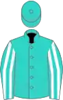 Turquoise, white striped sleeves