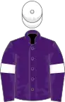 Purple, white armlets and cap
