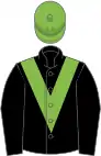 Black, light green chevron, light green cap