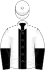White, black stripe, halved sleeves, white cap