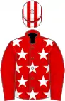 Red, white stars, red sleeves, striped cap