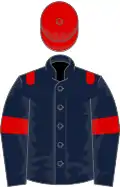 Dark blue, red epaulets, armlets and cap
