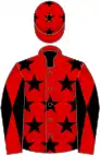 Red, black stars, diabolo on sleeves and stars on cap