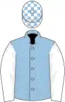 Light blue, white sleeves, check cap