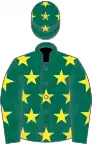 Dark green, yellow stars