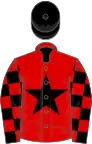 Red, black star, black and red check sleeves, black cap