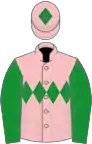 Pink, green diamond hoop, green sleeves and diamond on cap
