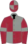 Grey and maroon (quartered), maroon sleeves, grey armlets, quartered cap