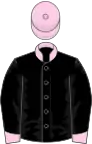 Black, rose collar, cuffs and cap
