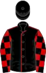 Black, red seams, check sleeves, black cap