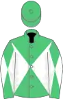 Emerald green and white diabolo, emerald green cap