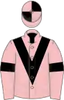 Pink, Black chevron and armlets, quartered cap