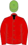 Red, light green cap