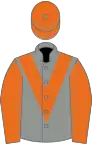 Grey, orange chevron, sleeves and cap