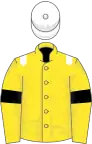 Yellow, white epaulets, yellow sleeves, black armlets, white cap