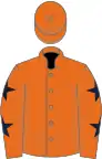 Orange, dark blue stars on sleeves