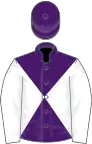 Purple and white diabolo, white sleeves, purple cap