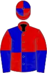 Red and blue (quartered), halved sleeves, quartered cap