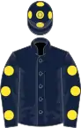Dark blue, yellow spots on sleeves and cap