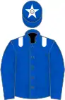 Royal blue, white epaulets and star on cap