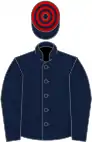 Dark blue, red hooped cap