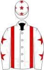 White, Red braces, White sleeves, Red stars and stars on cap