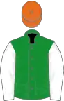 Green, white sleeves, orange cap