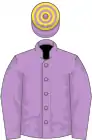 Mauve, yellow hooped cap