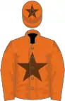 Orange, brown star on body and cap