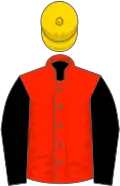 Scarlet, black sleeves, gold cap