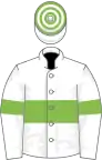 White, Light Green hoop and armlets, hooped cap