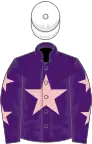 Purple, pink star, purple sleeves, pink stars, white cap
