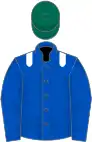 Royal blue, white epaulets, dark green cap