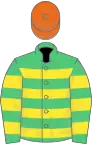 EMERALD GREEN and ORANGE HOOPED, orange cap