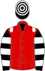 Red, white epaulets, black and white hooped sleeves and cap