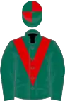 Dark Green, Red chevron, quartered cap