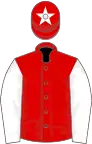 Red, white sleeves and star on cap