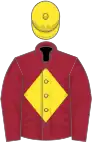 Maroon, yellow diamond on body and cap